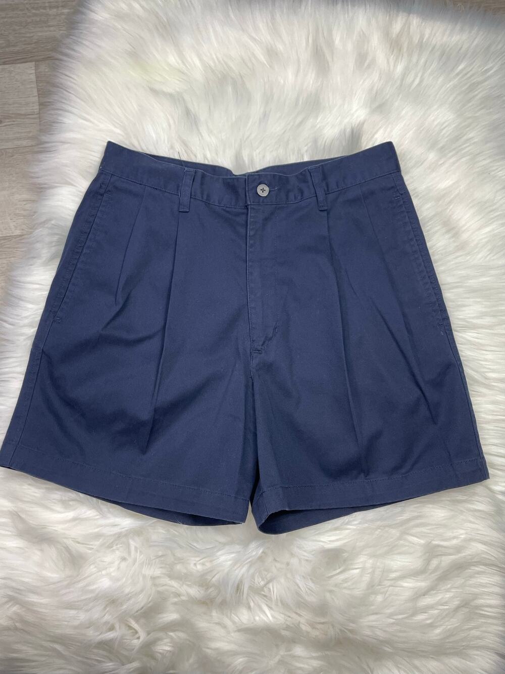 Vintage 90s Club Room Navy Pleated Classic Chino Shorts Preppy Old Money Dad
